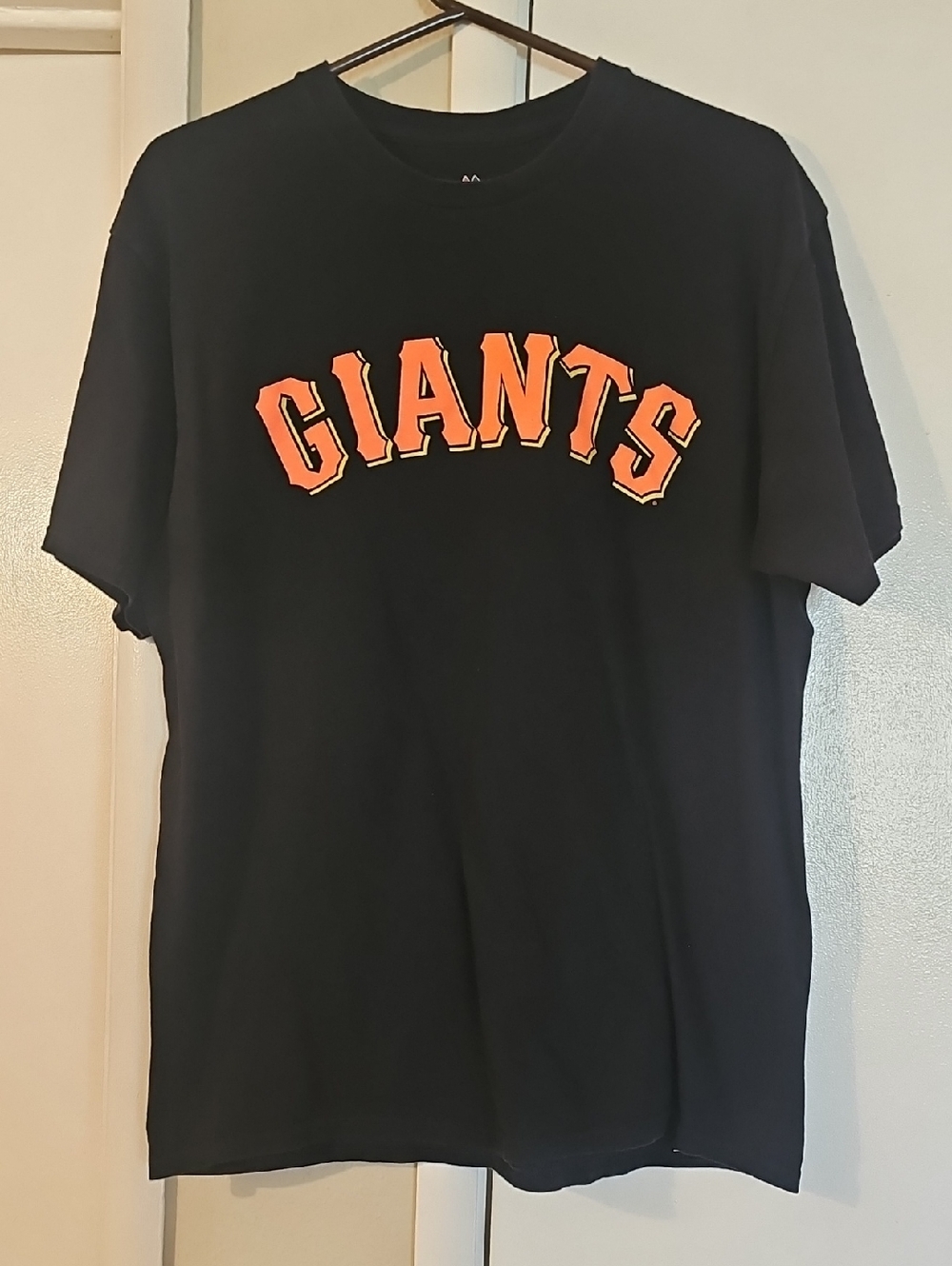 San Francisco Giants Majestic Black T-Shirt with Orange "GIANTS" Logo
